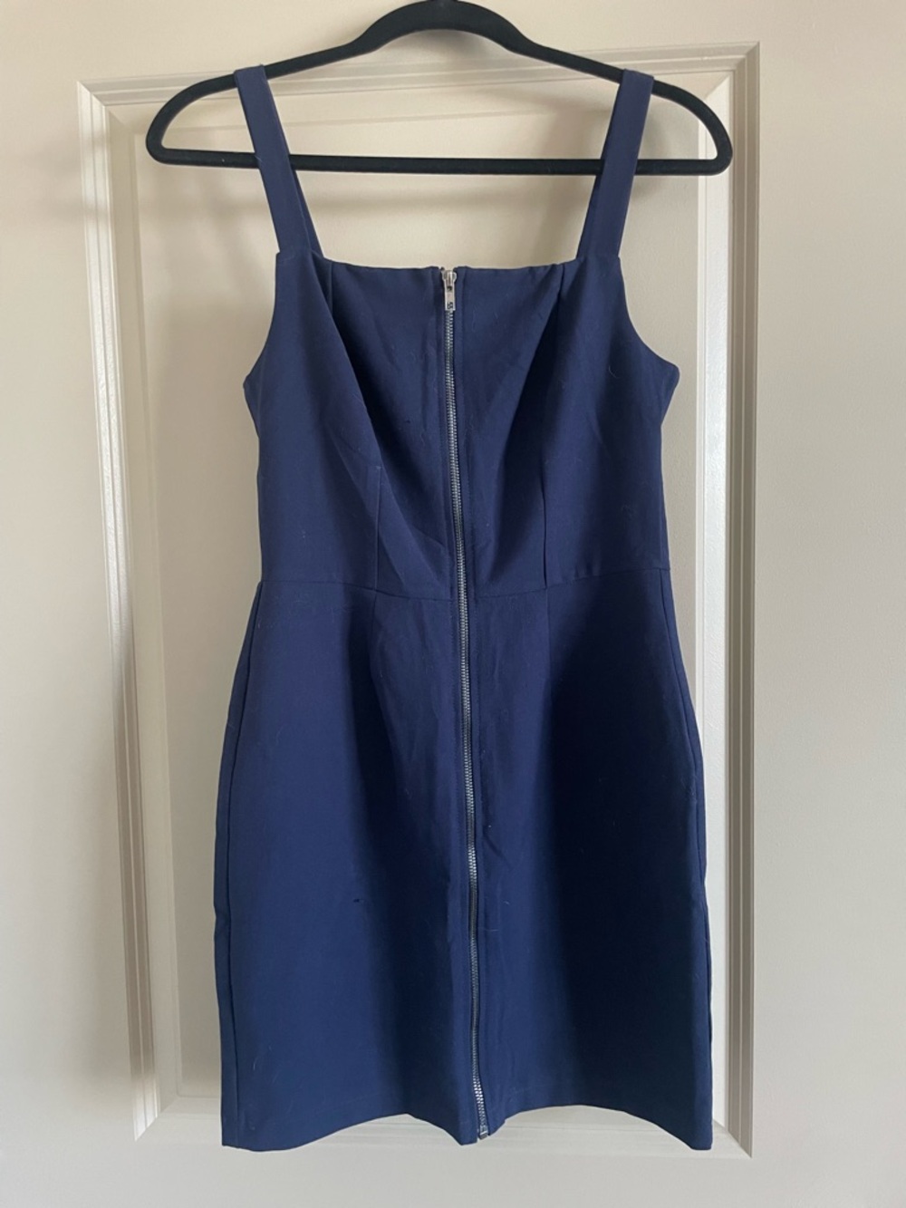 Kingston Navy Front-Zip Mini Dress